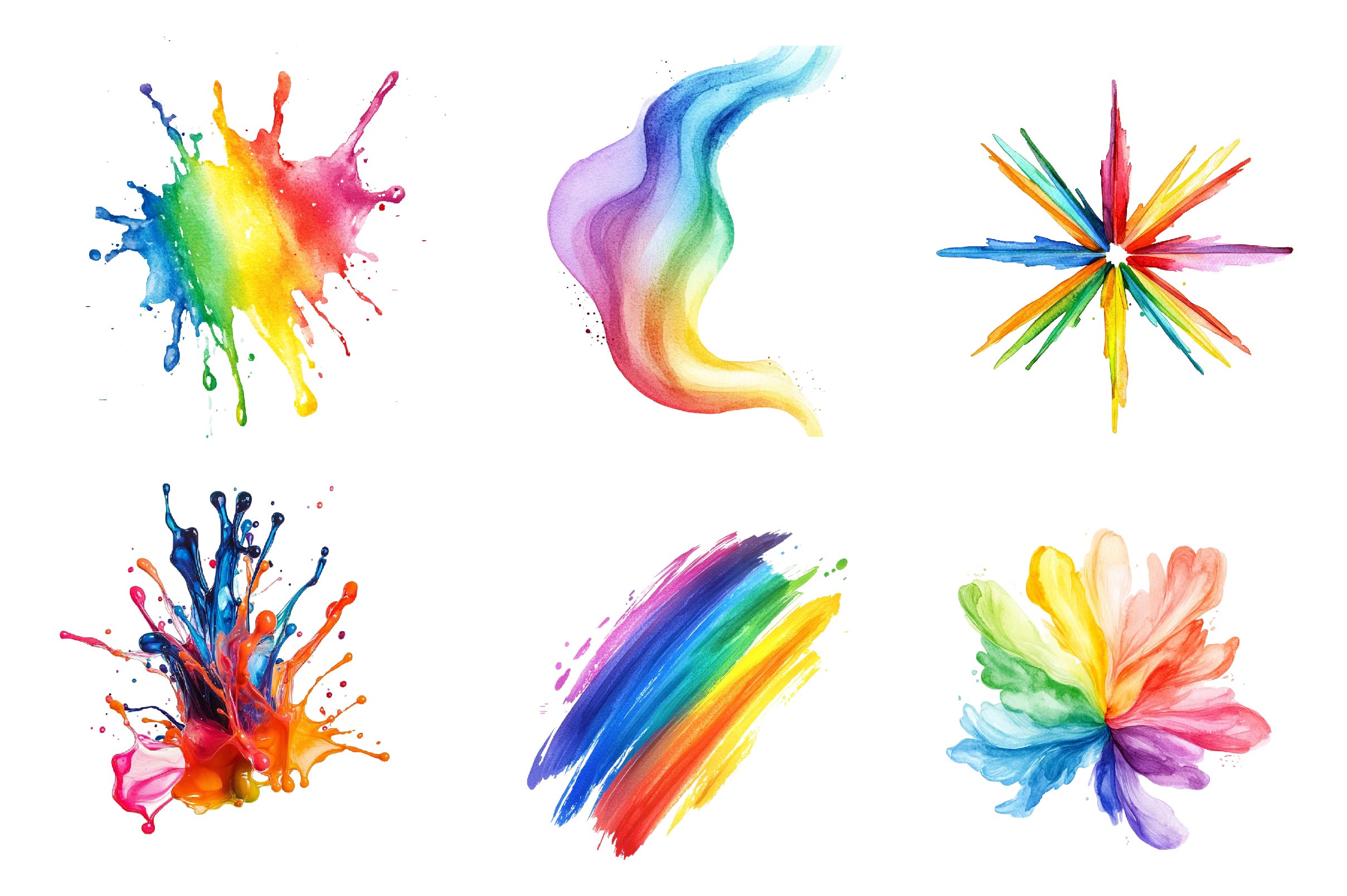 Rainbow Paint Splash Clipart Bundle - CraftNest - Digital Crafting and Art