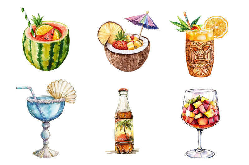 Summer Tropical Cup Clipart Bundle 1 - CraftNest - Digital Crafting and Art