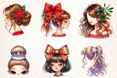 Girl Hairstyle Christmas Clipart Bundle - CraftNest - Digital Crafting and Art