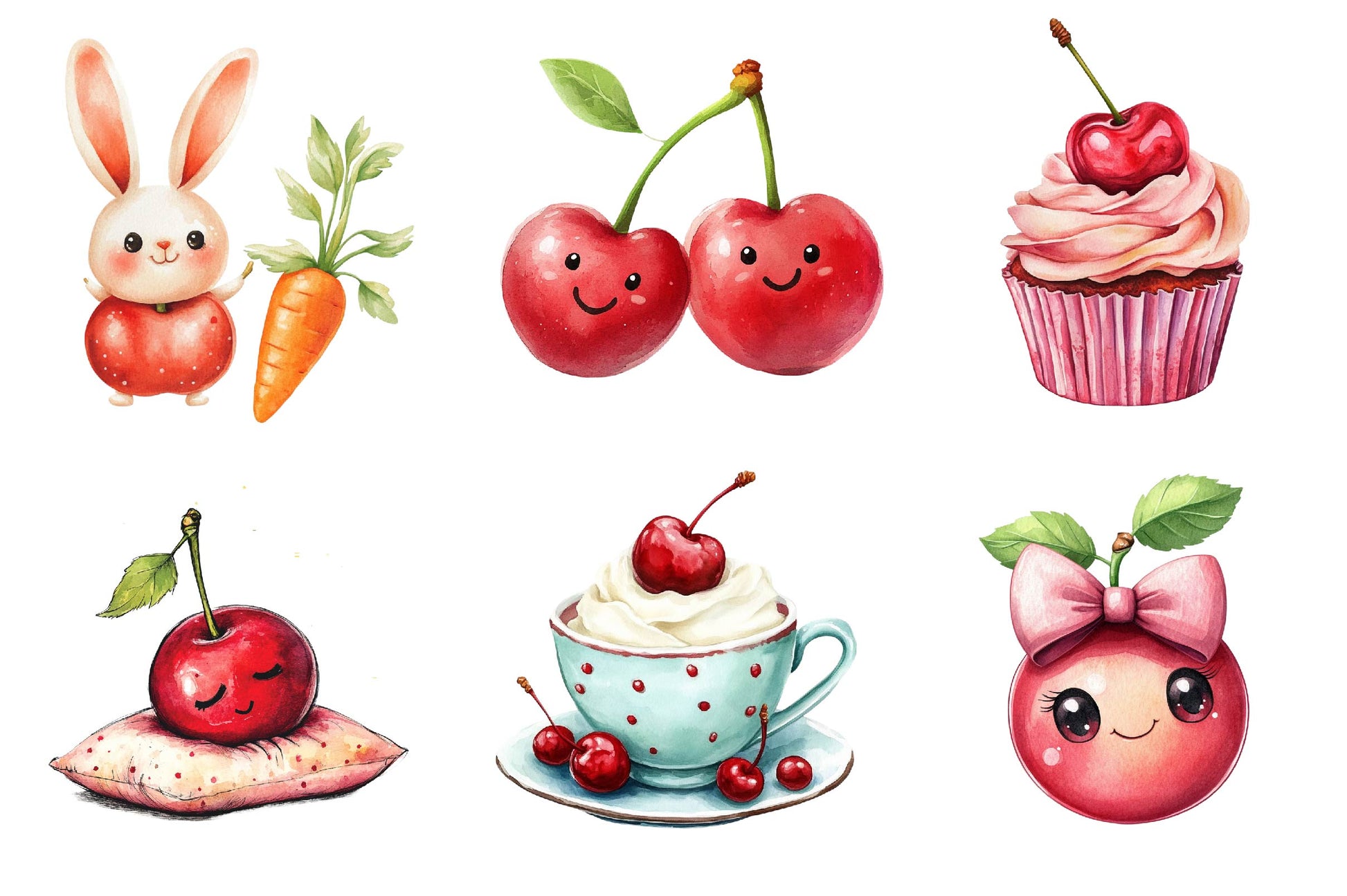 Cherry Cute Clipart Bundle - CraftNest - Digital Crafting and Art