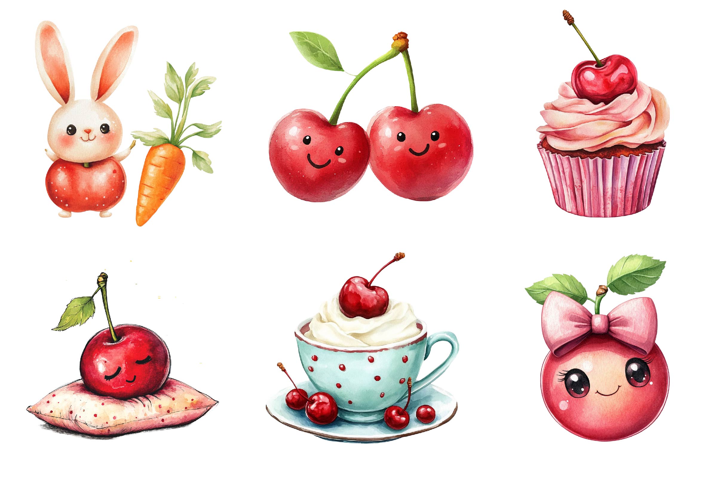 Cherry Cute Clipart Bundle - CraftNest - Digital Crafting and Art