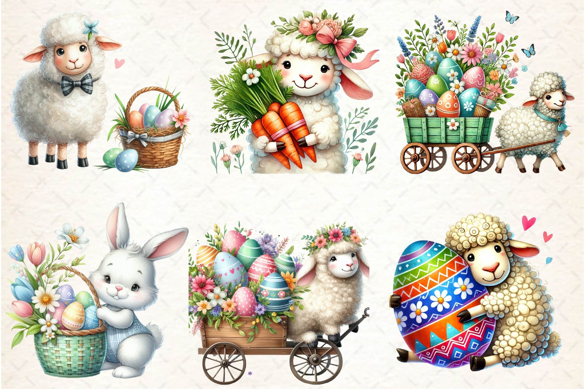 Cute Easter Sheep Clipart Bundle - CraftNest - Digital Crafting and Art