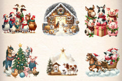 Christmas Of Group Farm Animals Clipart Bundle - CraftNest - Digital Crafting and Art