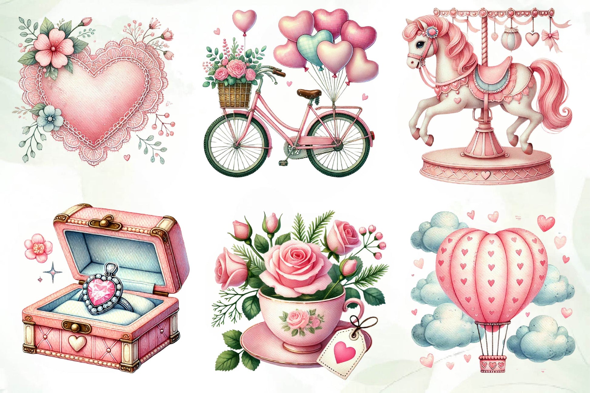 Pink Pastel Valentines Day Clipart Bundle - CraftNest - Digital Crafting and Art