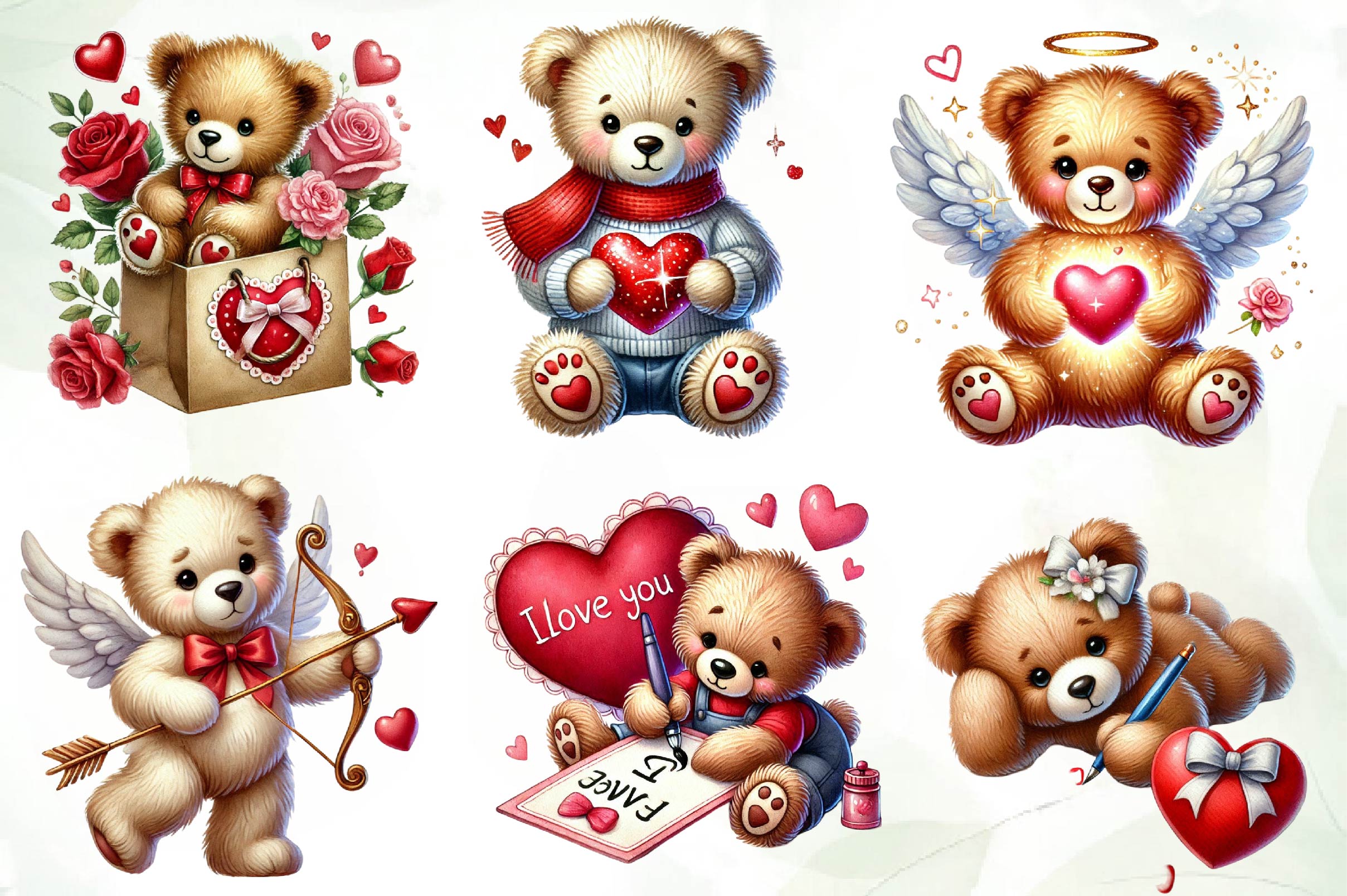 Teddy Bear Valentine Bear Love Clipart Bundle - CraftNest - Digital Crafting and Art
