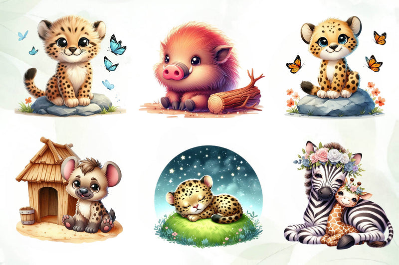 Cute Safari Animals Clipart Bundle - CraftNest - Digital Crafting and Art