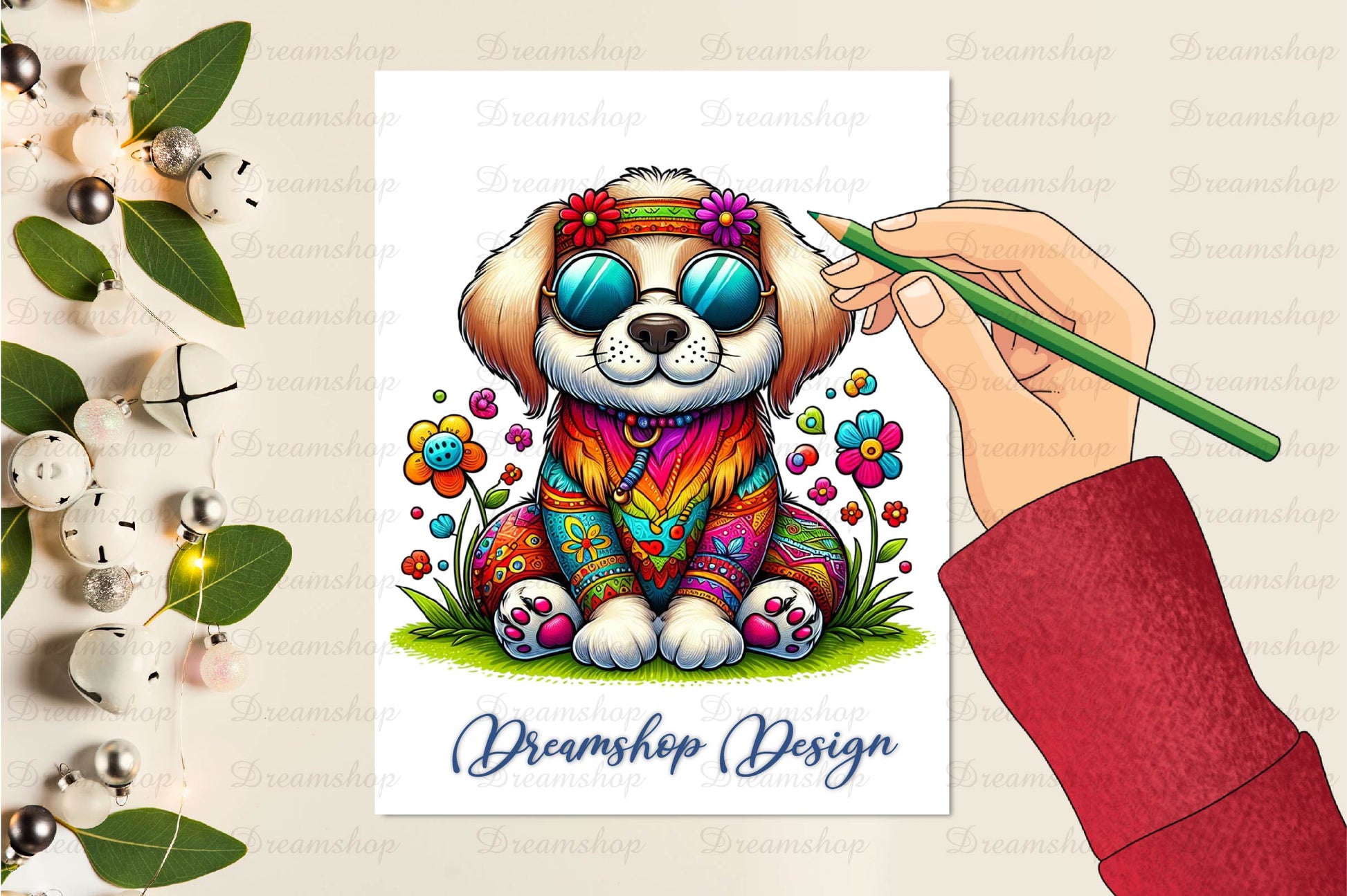 Hippie Dog Clipart Bundle - CraftNest - Digital Crafting and Art