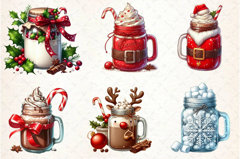 Christmas Hot Cocoa Mason Jar Clipart Bundle 1 - CraftNest - Digital Crafting and Art