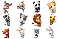 Animals Peeking Around Corner Clipart Bundle - CraftNest - Digital Crafting and Art