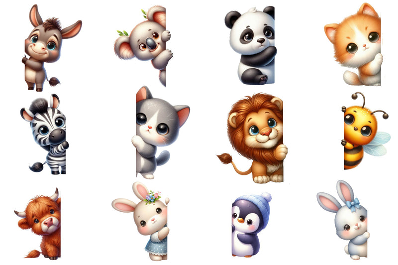 Animals Peeking Around Corner Clipart Bundle - CraftNest - Digital Crafting and Art