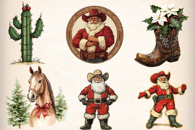 Western Christmas Clipart Bundle 1 - CraftNest - Digital Crafting and Art
