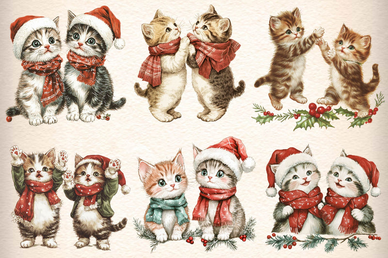 Cat Cute Christmas Clipart Bundle - CraftNest - Digital Crafting and Art