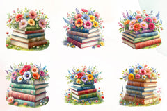 Spring Flower Book Stack Clipart Bundle - CraftNest - Digital Crafting and Art