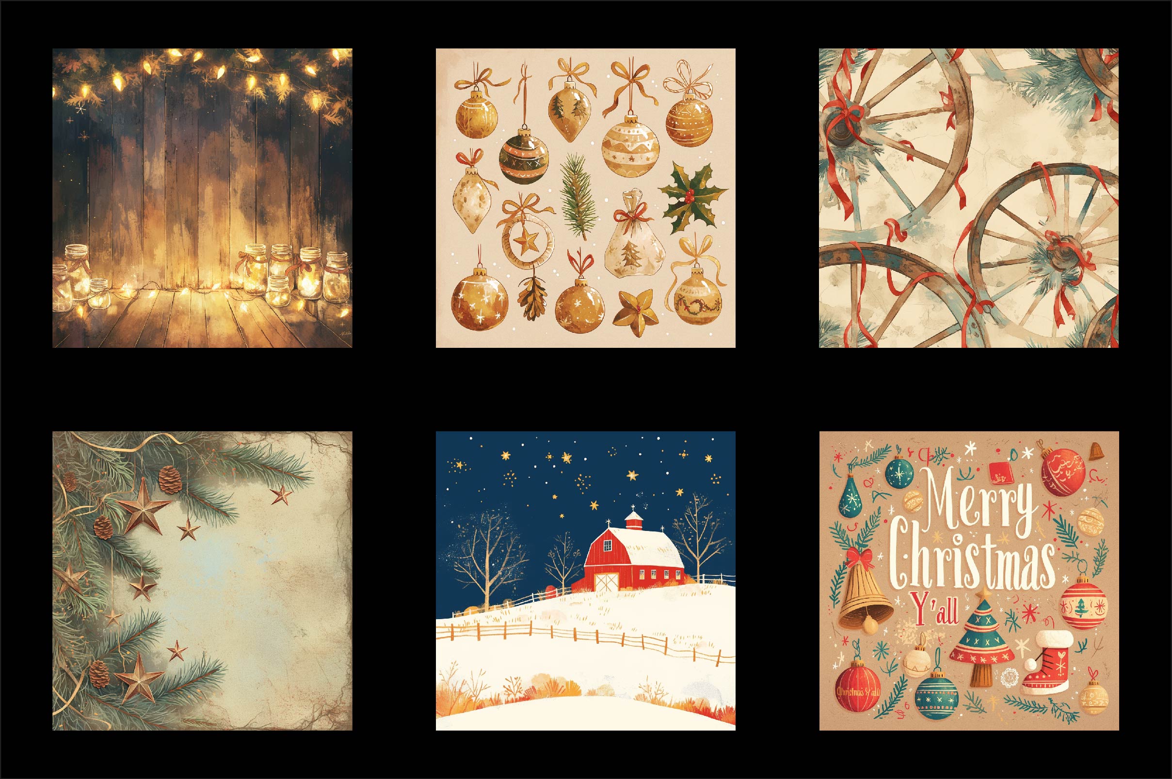 Country Christmas Digital Paper - CraftNest - Digital Crafting and Art