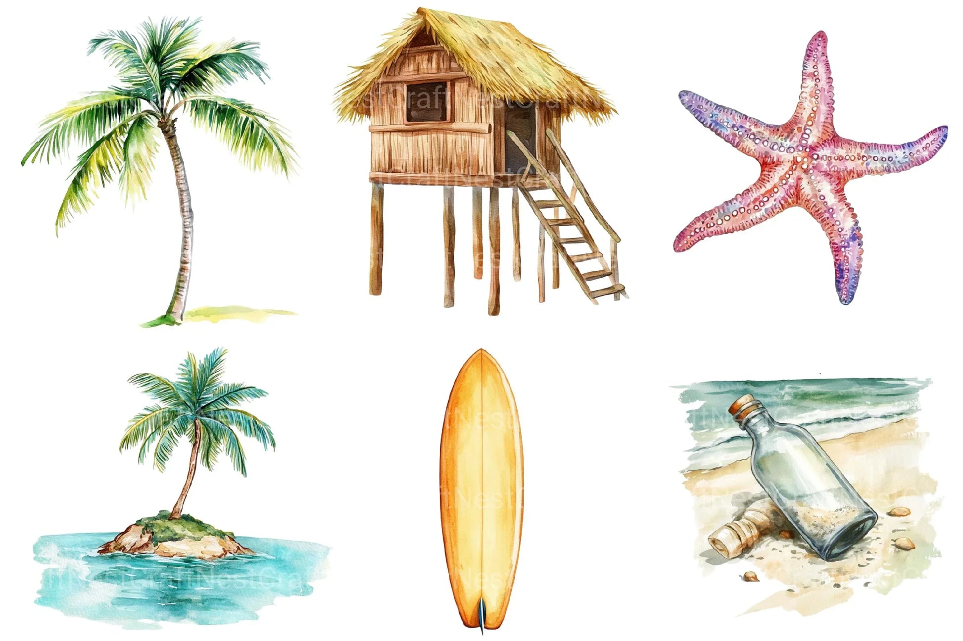 Tropical Beach Landscapes Clipart - CraftNest - Digital Crafting and Art