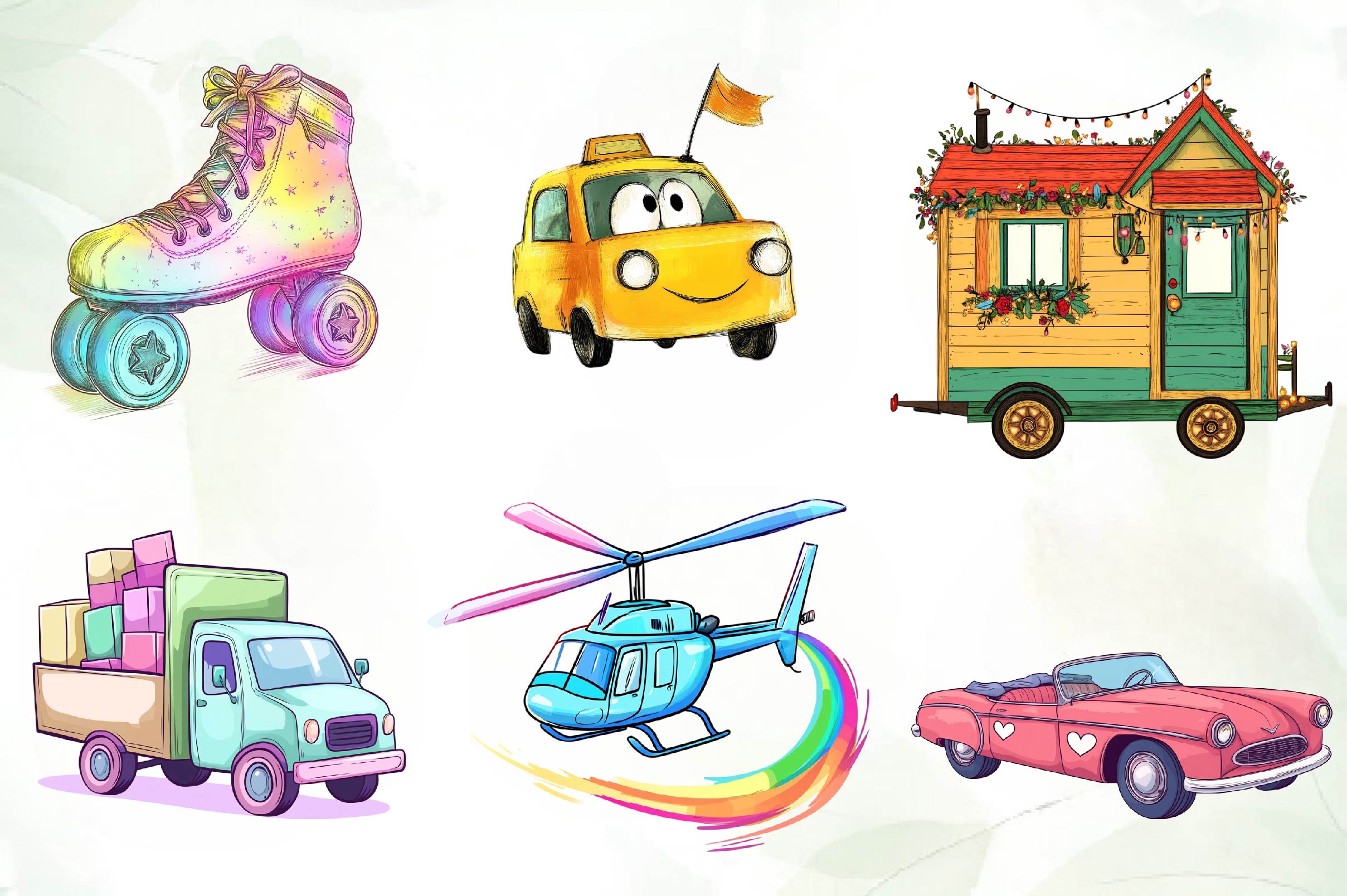Cute Transport Clipart Bundle - CraftNest - Digital Crafting and Art