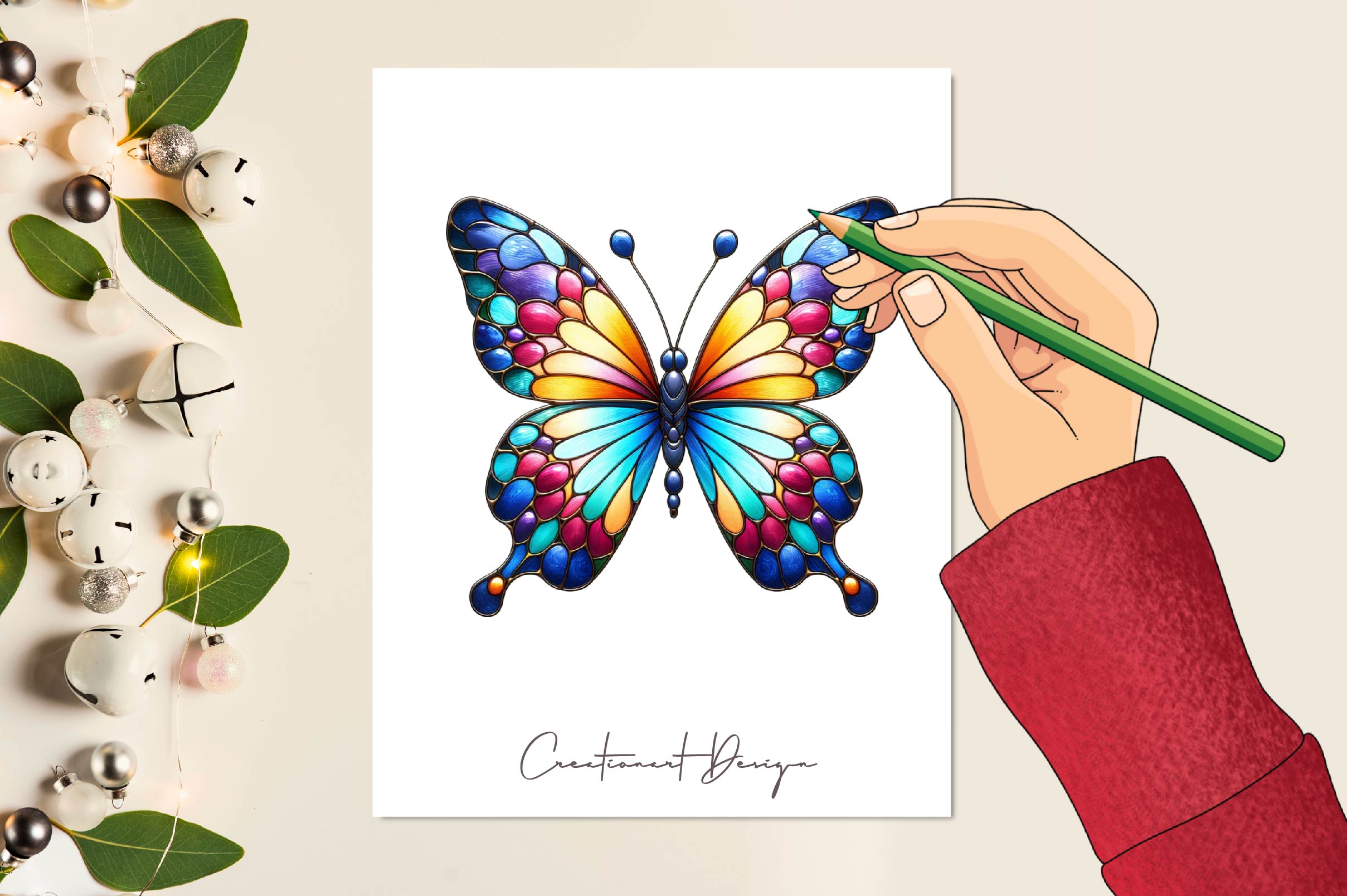 Stained Glass Butterflies Clipart Bundle - CraftNest - Digital Crafting and Art
