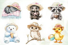 Baby Animals In Summer Hat Clipart Bundle - CraftNest - Digital Crafting and Art