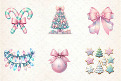 Pastel Preppy Christmas Clipart Bundle - CraftNest - Digital Crafting and Art