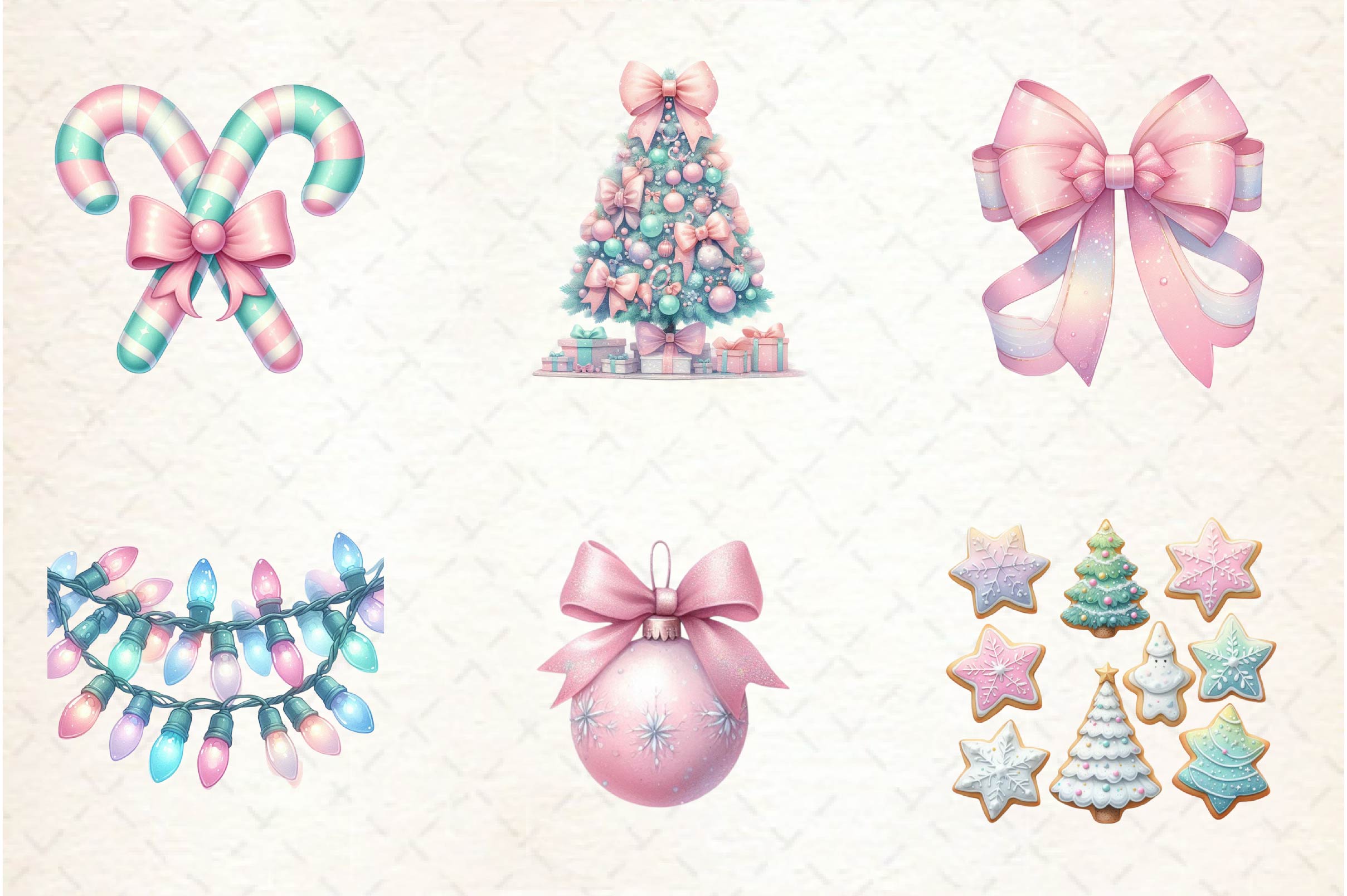 Pastel Preppy Christmas Clipart Bundle - CraftNest - Digital Crafting and Art