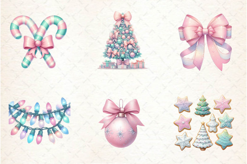 Pastel Preppy Christmas Clipart Bundle - CraftNest - Digital Crafting and Art