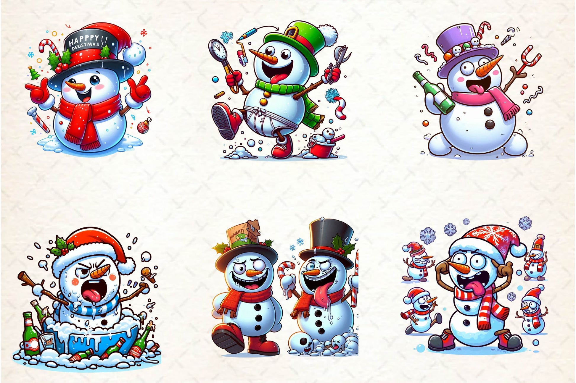 Funny Christmas Snowman Clipart Bundle 1 - CraftNest - Digital Crafting and Art