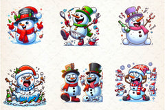 Funny Christmas Snowman Clipart Bundle 1 - CraftNest - Digital Crafting and Art
