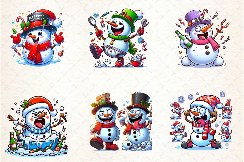 Funny Christmas Snowman Clipart Bundle 1 - CraftNest - Digital Crafting and Art
