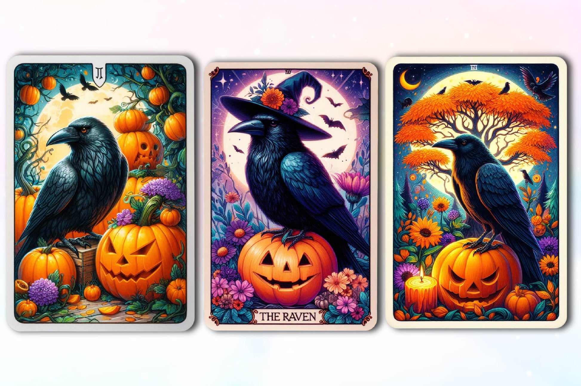 Halloween Raven Bird Tarot Card Clipart Bundle - CraftNest - Digital Crafting and Art