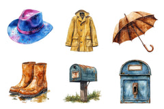 Vintage Rainy Day Clipart - CraftNest - Digital Crafting and Art