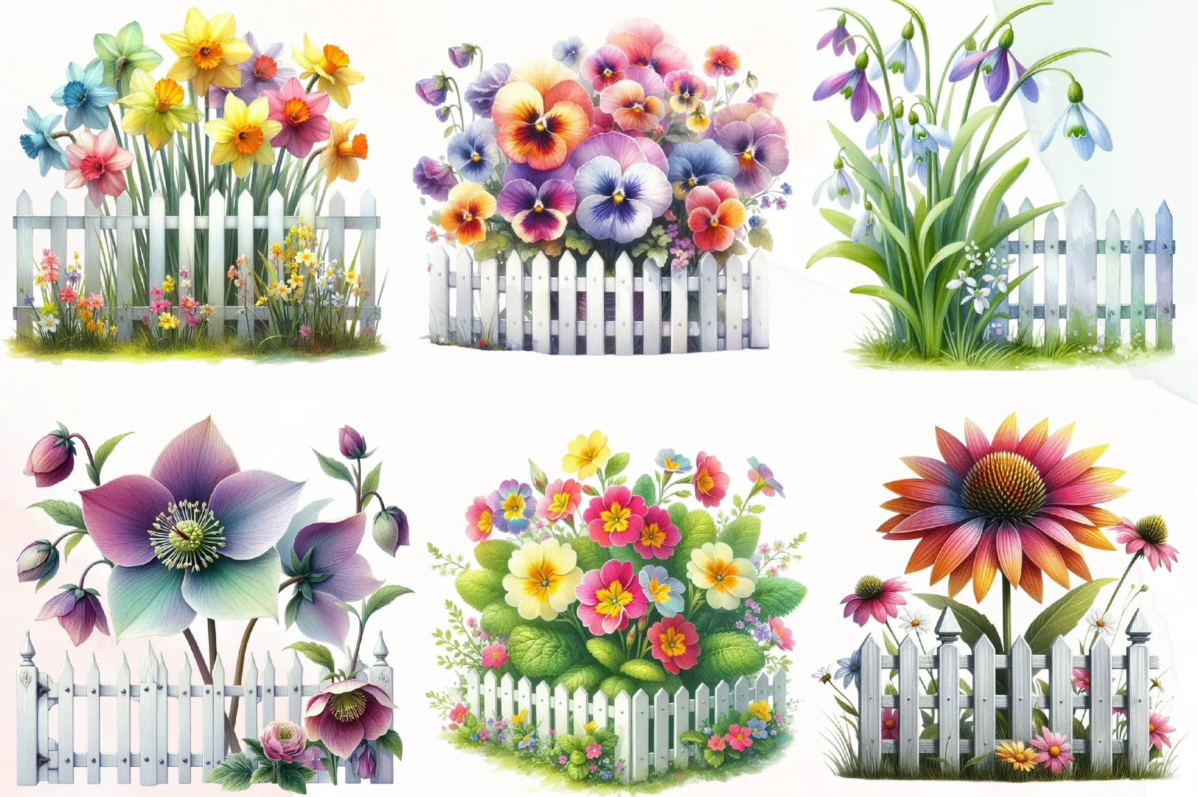 Spring Flower Fence Clipart Bundle - CraftNest - Digital Crafting and Art