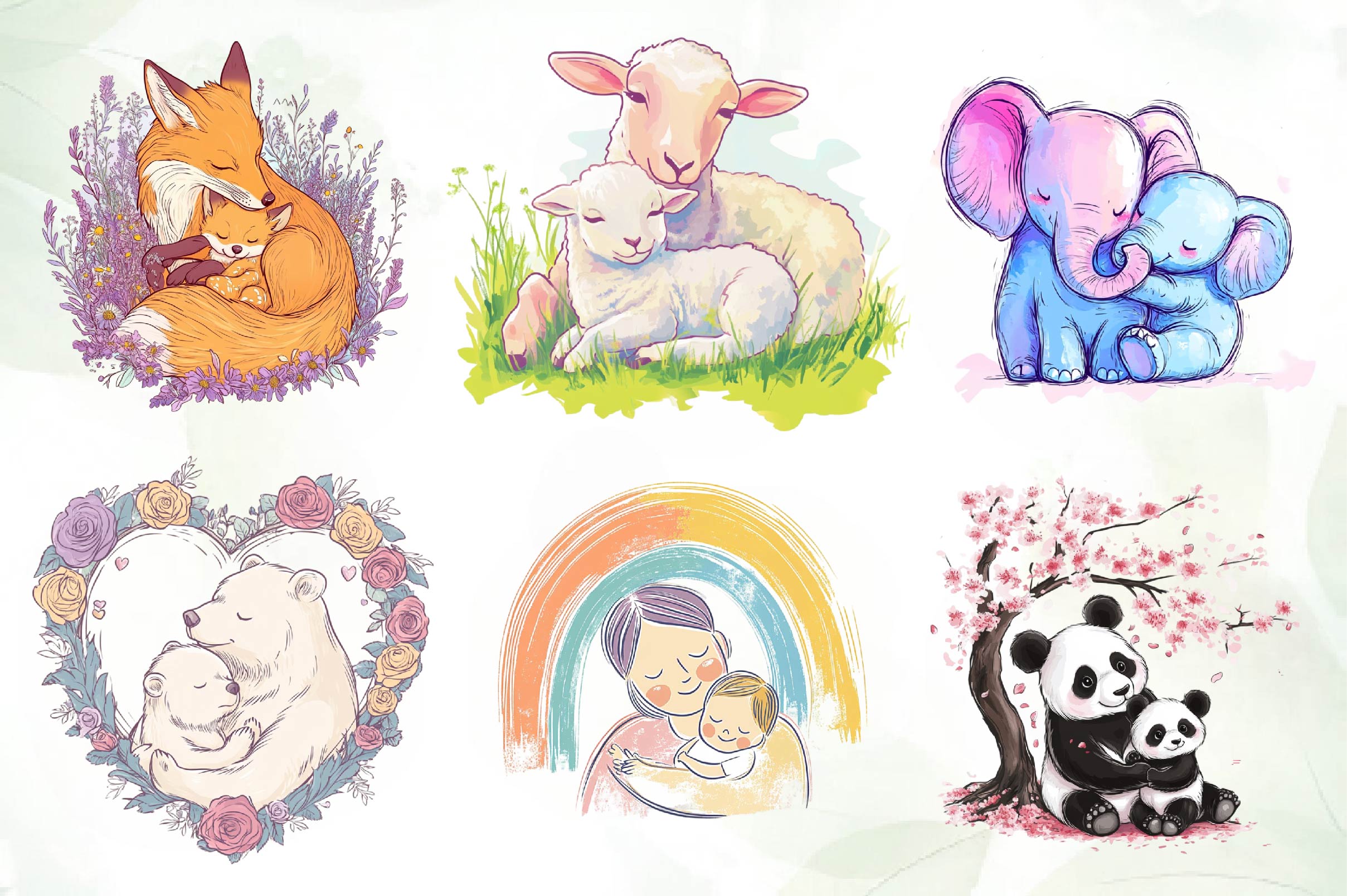 Pastel Mothers & Child Clipart Bundle - CraftNest - Digital Crafting and Art