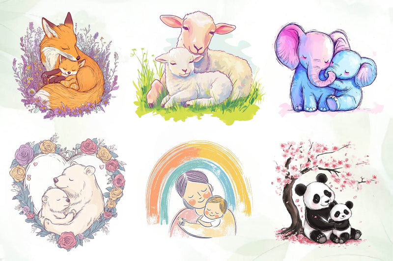 Pastel Mothers & Child Clipart Bundle - CraftNest - Digital Crafting and Art