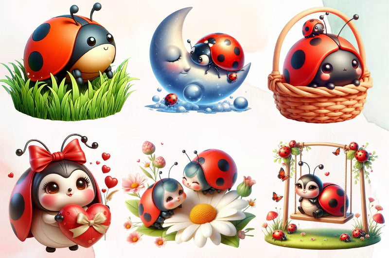 Cute Ladybug Clipart Bundle 1 - CraftNest - Digital Crafting and Art