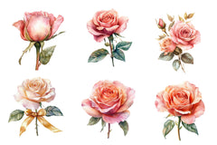 Pink And Gold Rose Clipart Bundle - CraftNest - Digital Crafting and Art