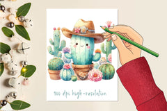 Pastel Western Cactus Clipart Bundle - CraftNest - Digital Crafting and Art