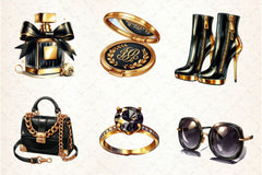 Gold And Black Fem Glam Clipart Bundle - CraftNest - Digital Crafting and Art