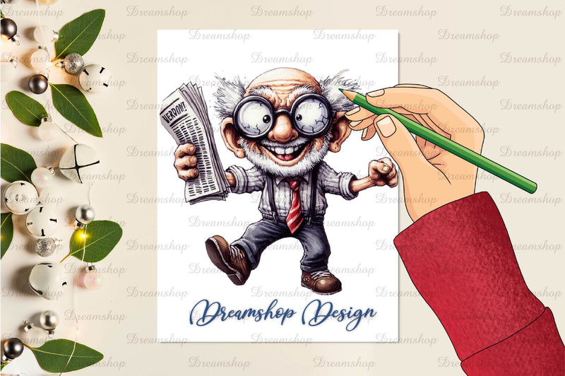 Funny Newspaper Grandpa Clipart Bundle - CraftNest - Digital Crafting and Art