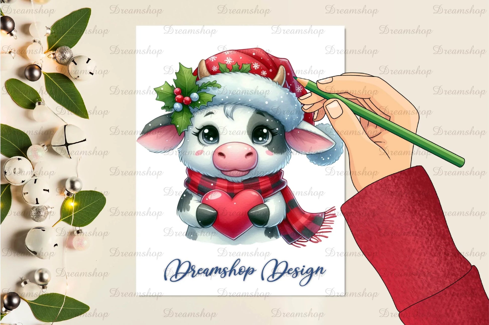 Cute Christmas Cows Clipart Bundle - CraftNest - Digital Crafting and Art