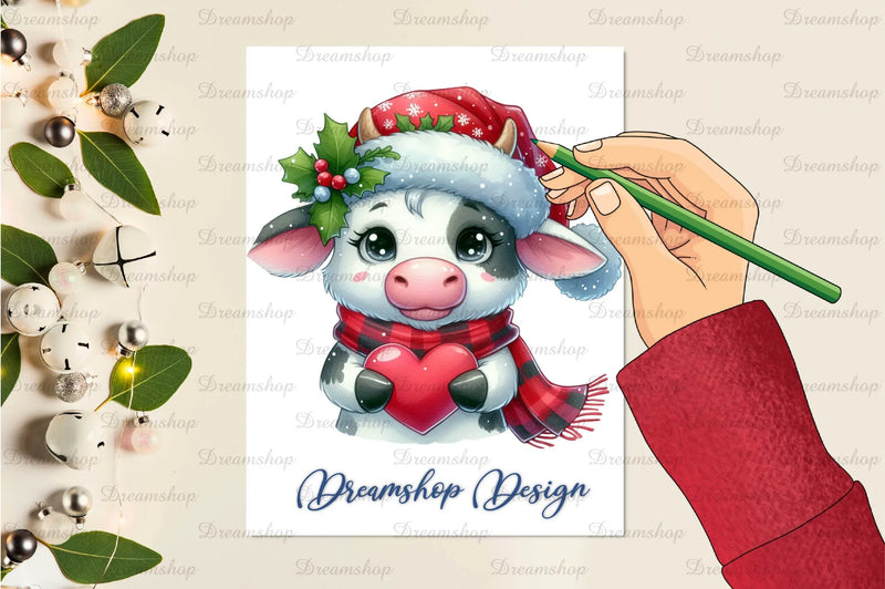 Cute Christmas Cows Clipart Bundle - CraftNest - Digital Crafting and Art