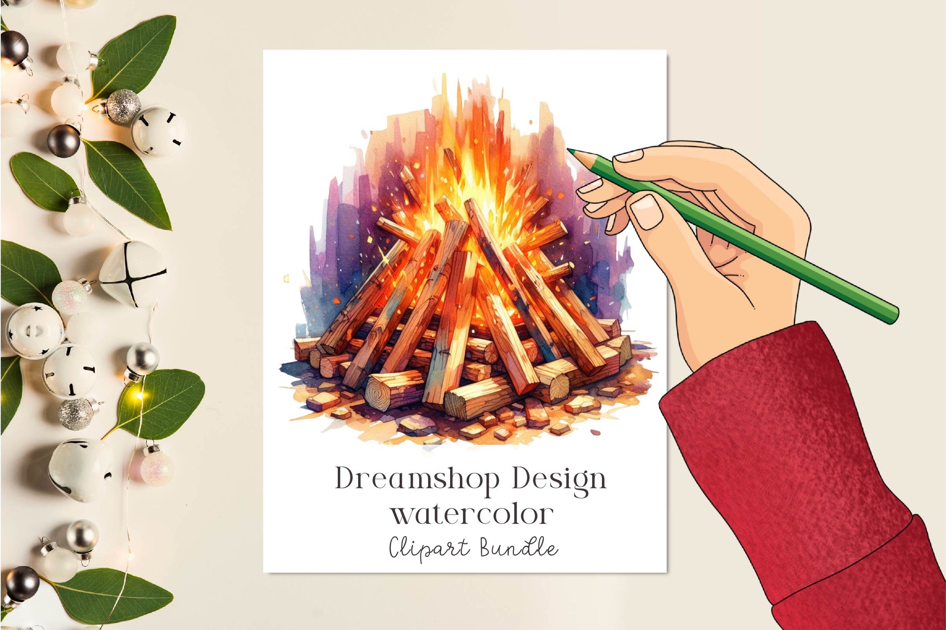 Wooden Bonfire Clipart Bundle - CraftNest - Digital Crafting and Art