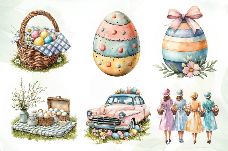 Vintage 1950 Easter Clipart Bundle 1 - CraftNest - Digital Crafting and Art