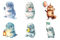 Cute Baby Manatees Clipart Bundle - CraftNest - Digital Crafting and Art