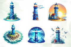 Blue Lighthouse Clipart Bundle - CraftNest - Digital Crafting and Art