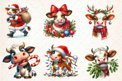 Cute Christmas Cow Clipart Bundle - CraftNest - Digital Crafting and Art