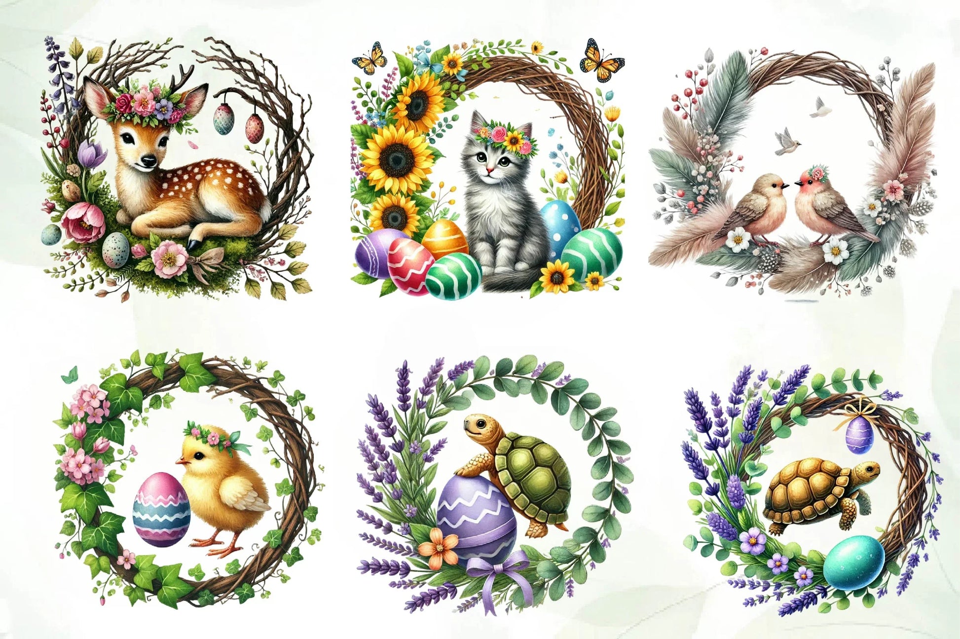 Easter Animals Wreath Clipart Bundle - CraftNest - Digital Crafting and Art