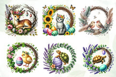 Easter Animals Wreath Clipart Bundle - CraftNest - Digital Crafting and Art