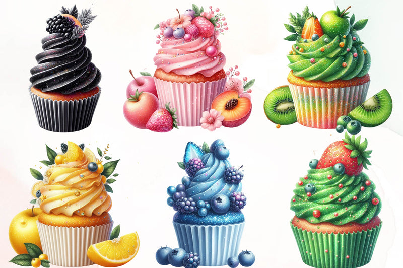 Cupcake Fruits Cupcakes Clipart Bundle - CraftNest - Digital Crafting and Art