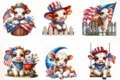 Patriotic Charolais Cow Clipart Bundle - CraftNest - Digital Crafting and Art