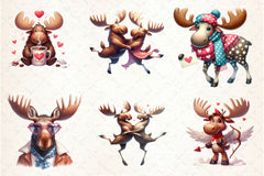 Valentine Moose Clipart Bundle - CraftNest - Digital Crafting and Art
